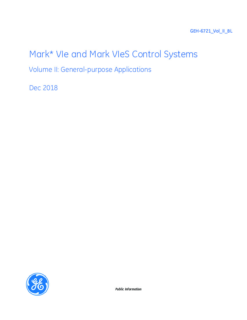 First Page Image of IS210BPPCH1AC GEH-6721 Vol II Mark Vie and Mark VIeS Control Systems Guide.pdf